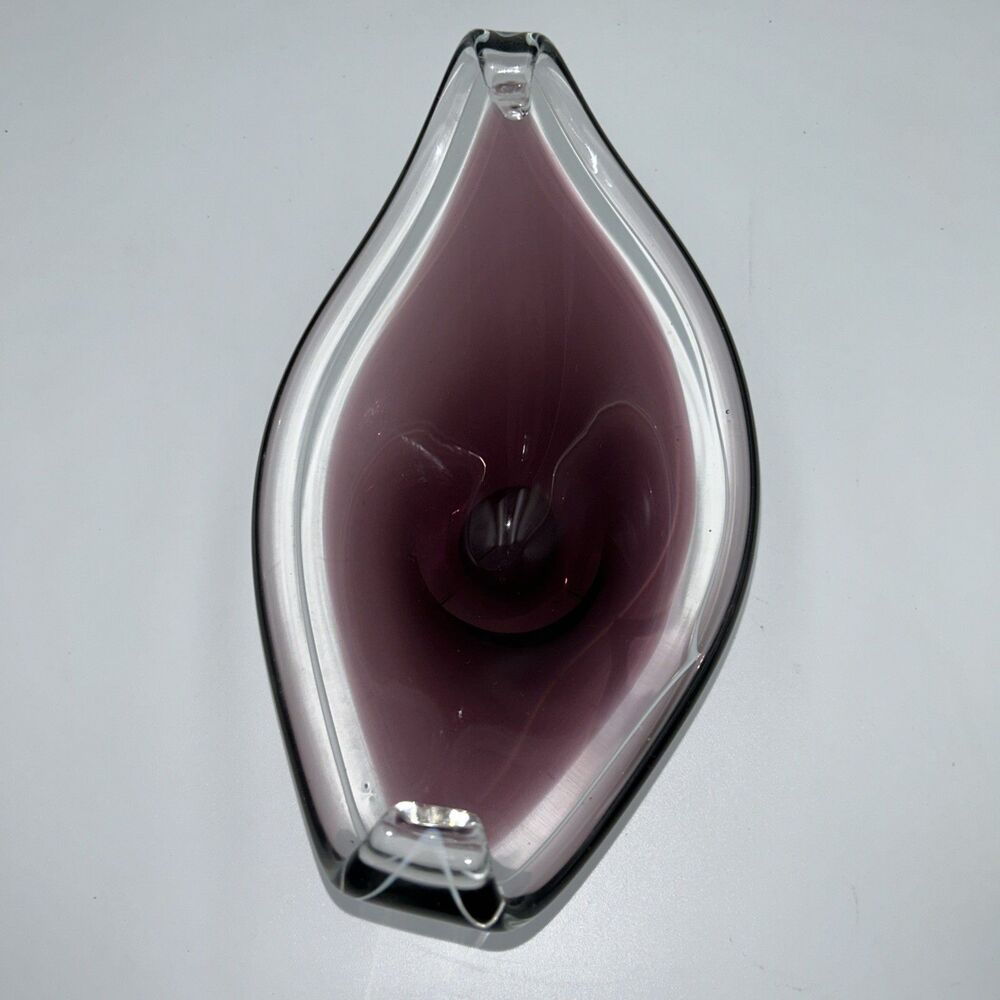 Paul Kedelv - Coquille Flygsfors Pink Purple Art Glass Bowl 1950s- 3 piece set - Picture 2 of 16